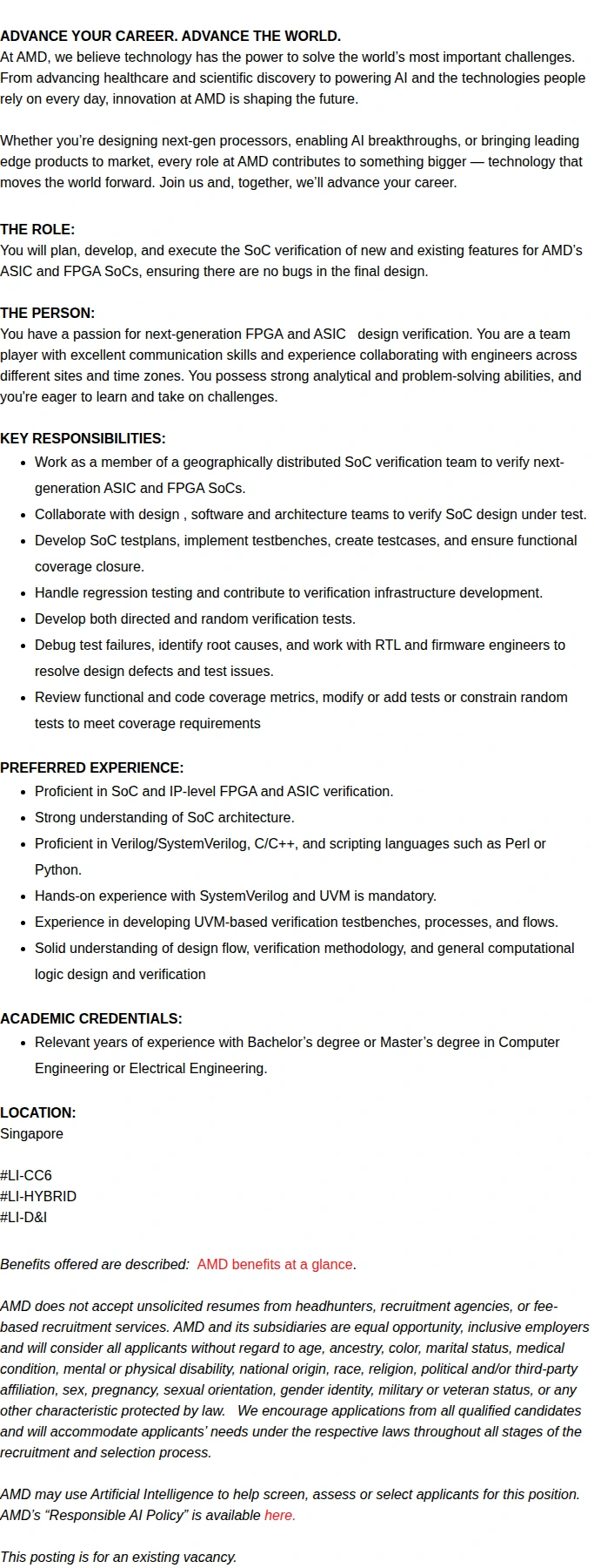 AMD Staff Silicon Design Engineer 채용공고