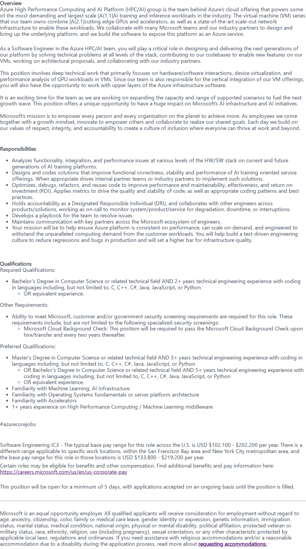 마이크로소프트(Microsoft) Software Engineer II 채용공고