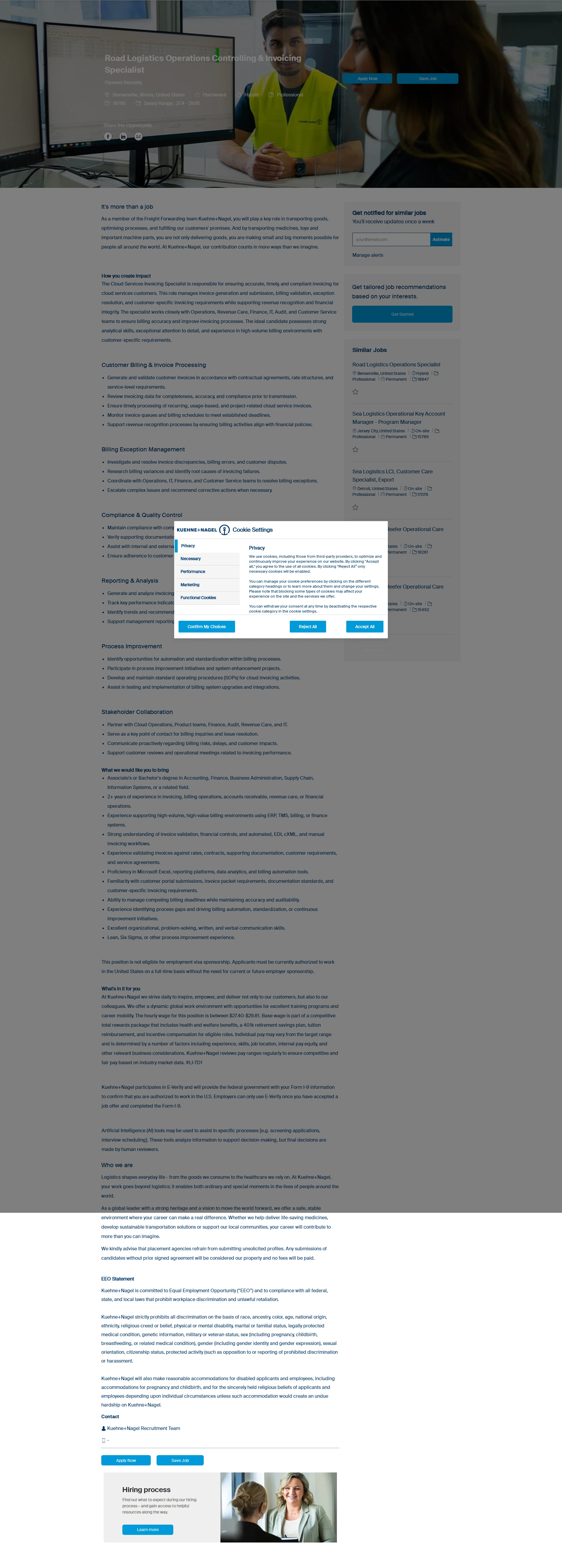 퀴네앤드나겔 Road Logistics Operations Controlling & Invoicing Specialist 채용공고