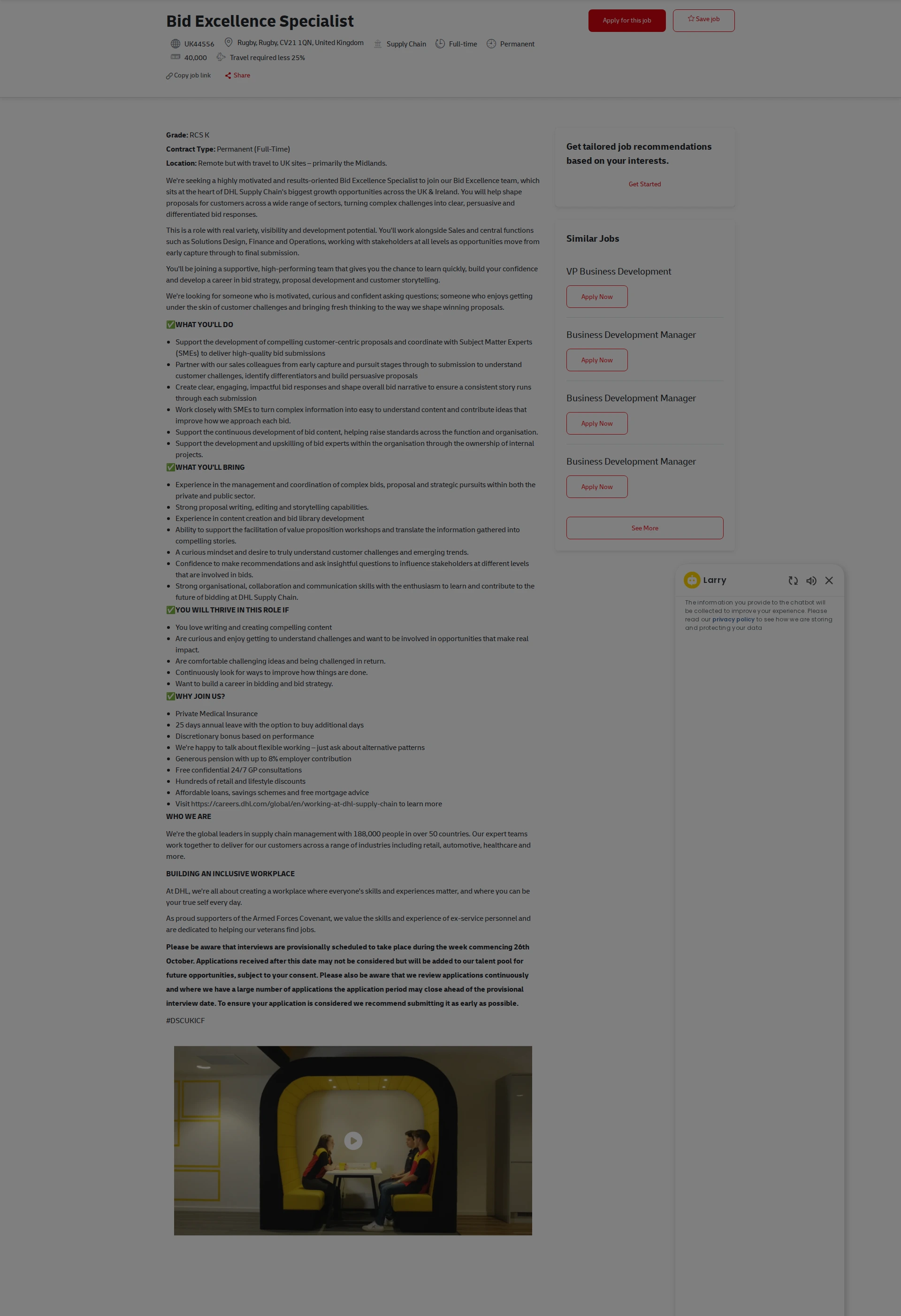 DHL Bid Excellence Specialist 채용공고