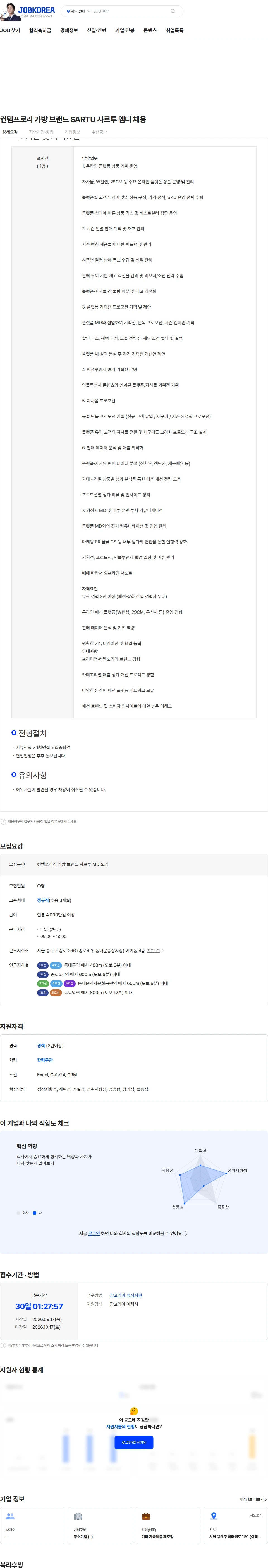 비센스 컨템프로리 가방 브랜드 SARTU 사르투 엠디 채용 채용공고