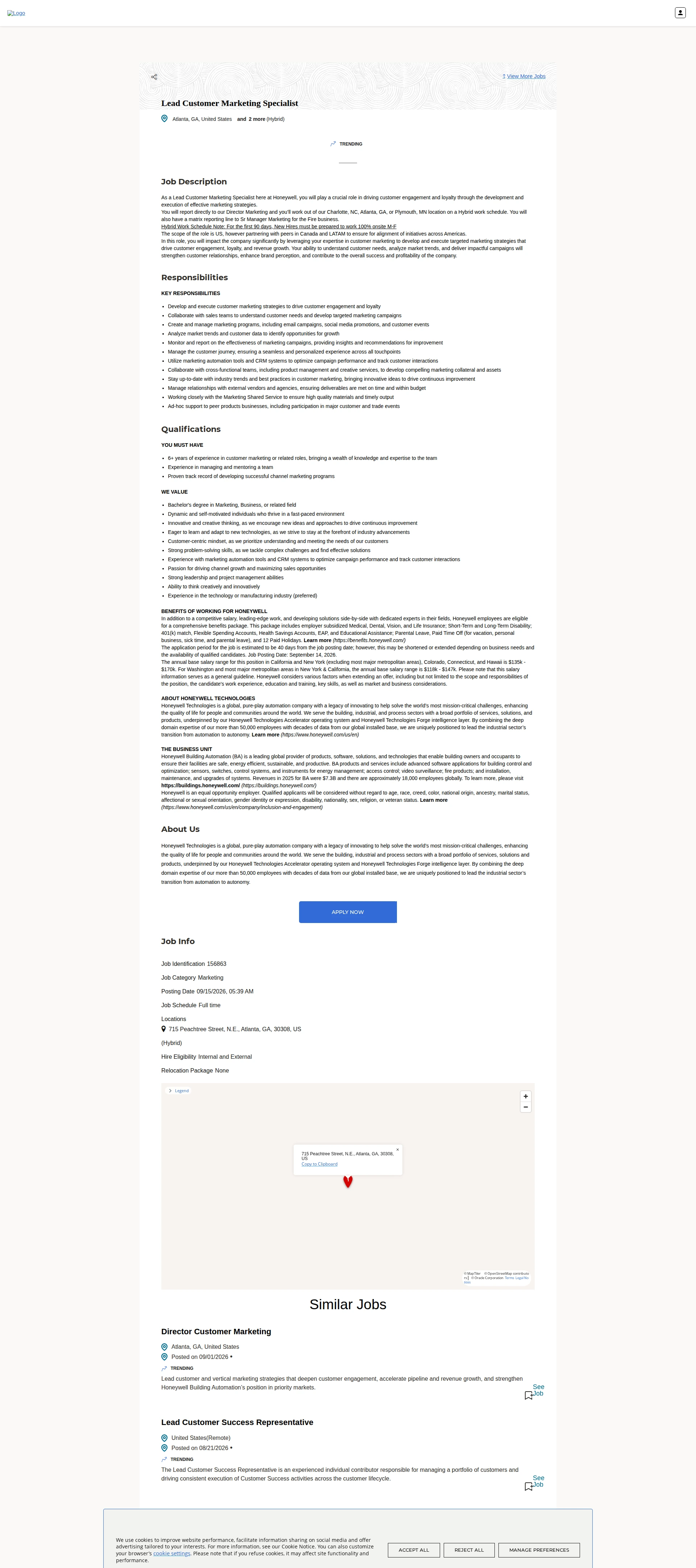허니웰 Lead Customer Marketing Specialist 채용공고