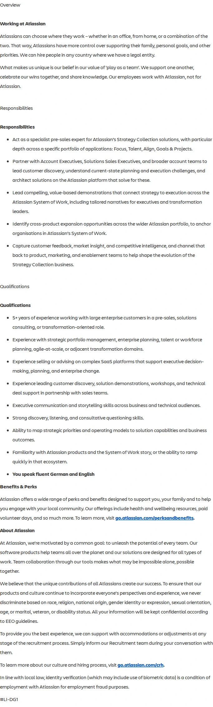 아틀라시안 Senior Solutions Engineer, Strategy Collection 채용공고