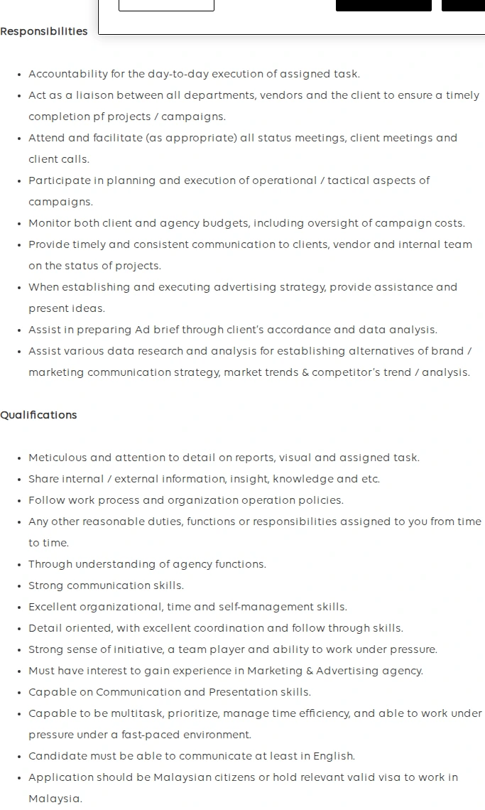 Publicis Groupe Account Servicing Intern 채용공고