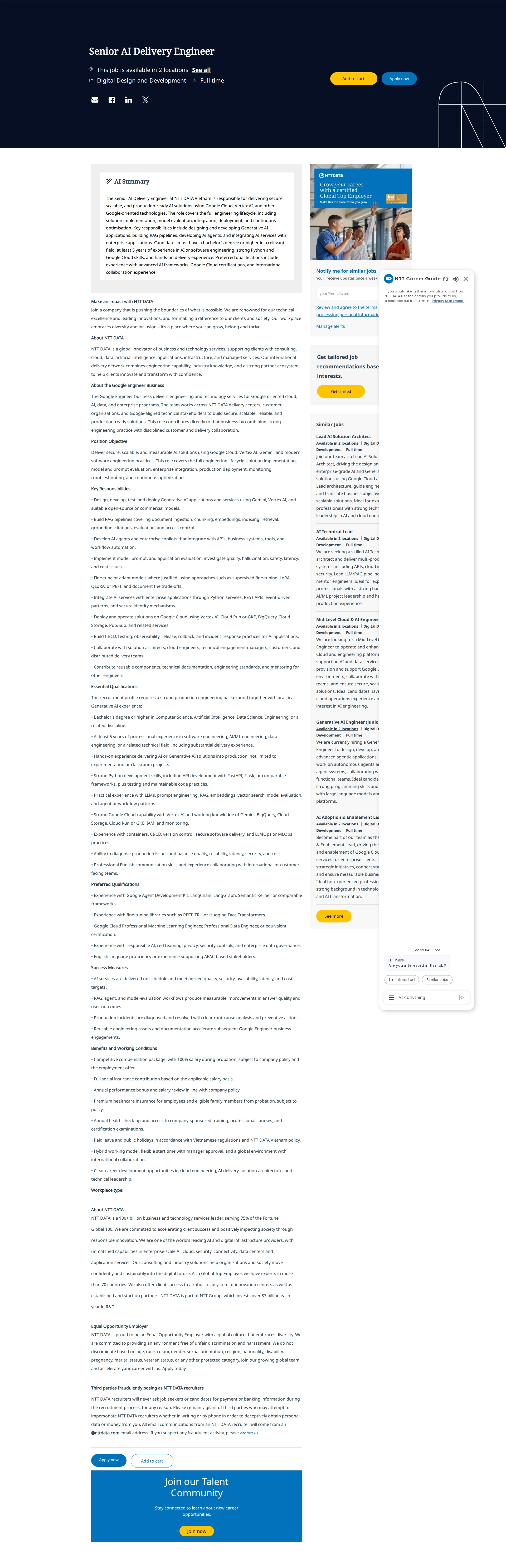 NTT데이터 Senior AI Delivery Engineer 채용공고