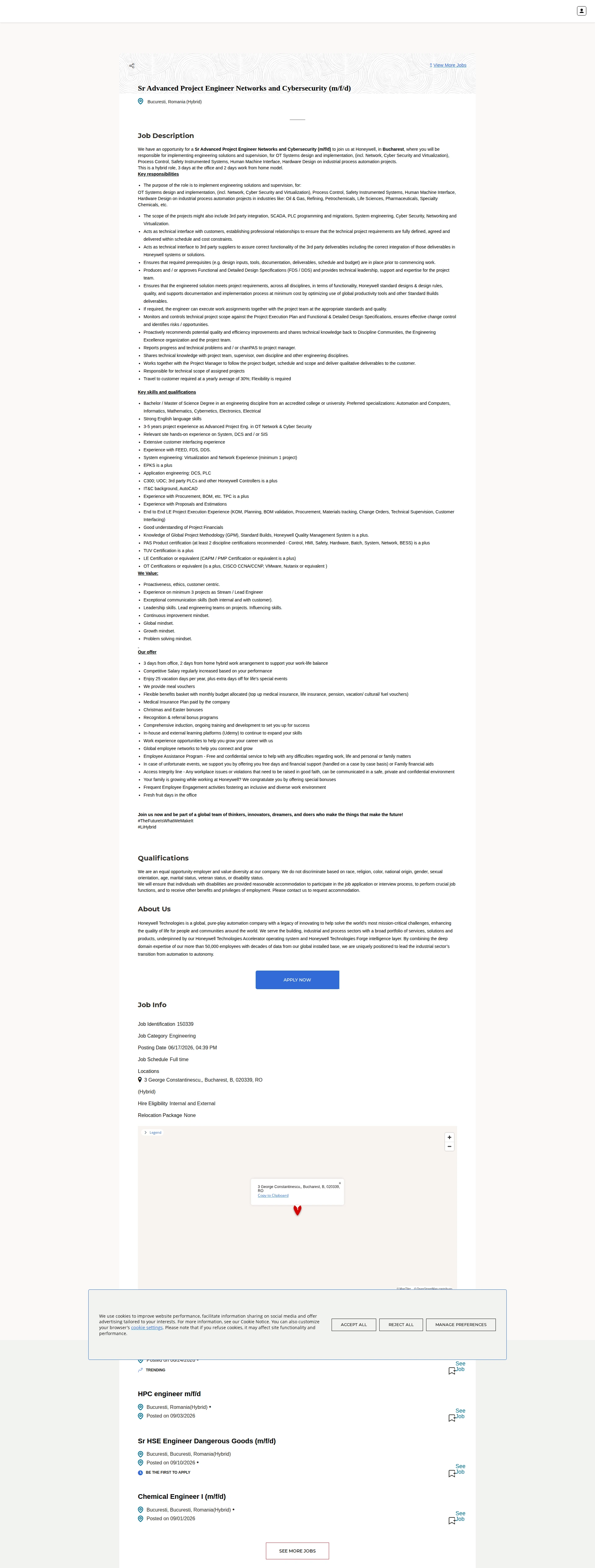 허니웰 Sr Advanced Project Engineer Networks and Cybersecurity (m/f/d) 채용공고