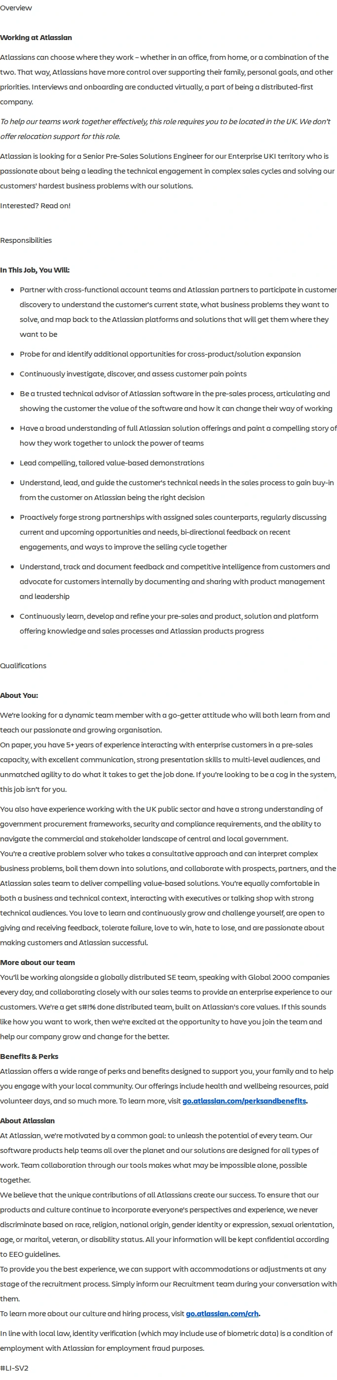 아틀라시안 Senior Solutions Engineer, Enterprise - UKI Public Sector 채용공고