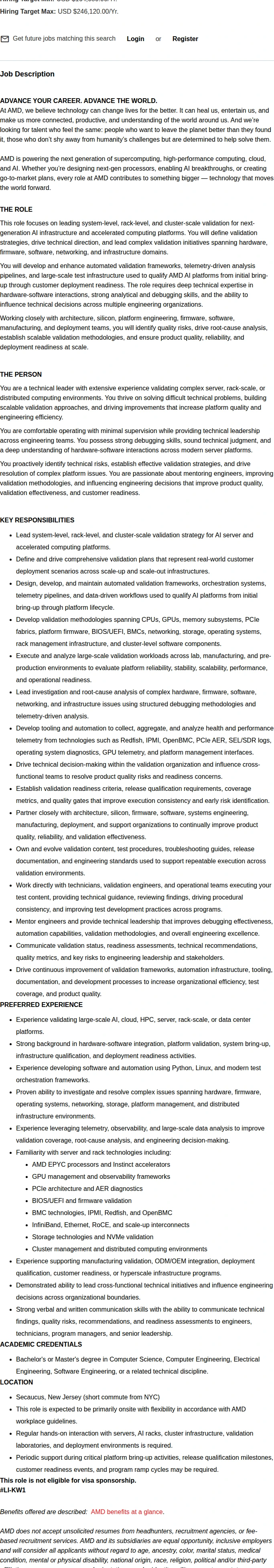 AMD Sr. AI Platform Development & Validation Engineer 채용공고