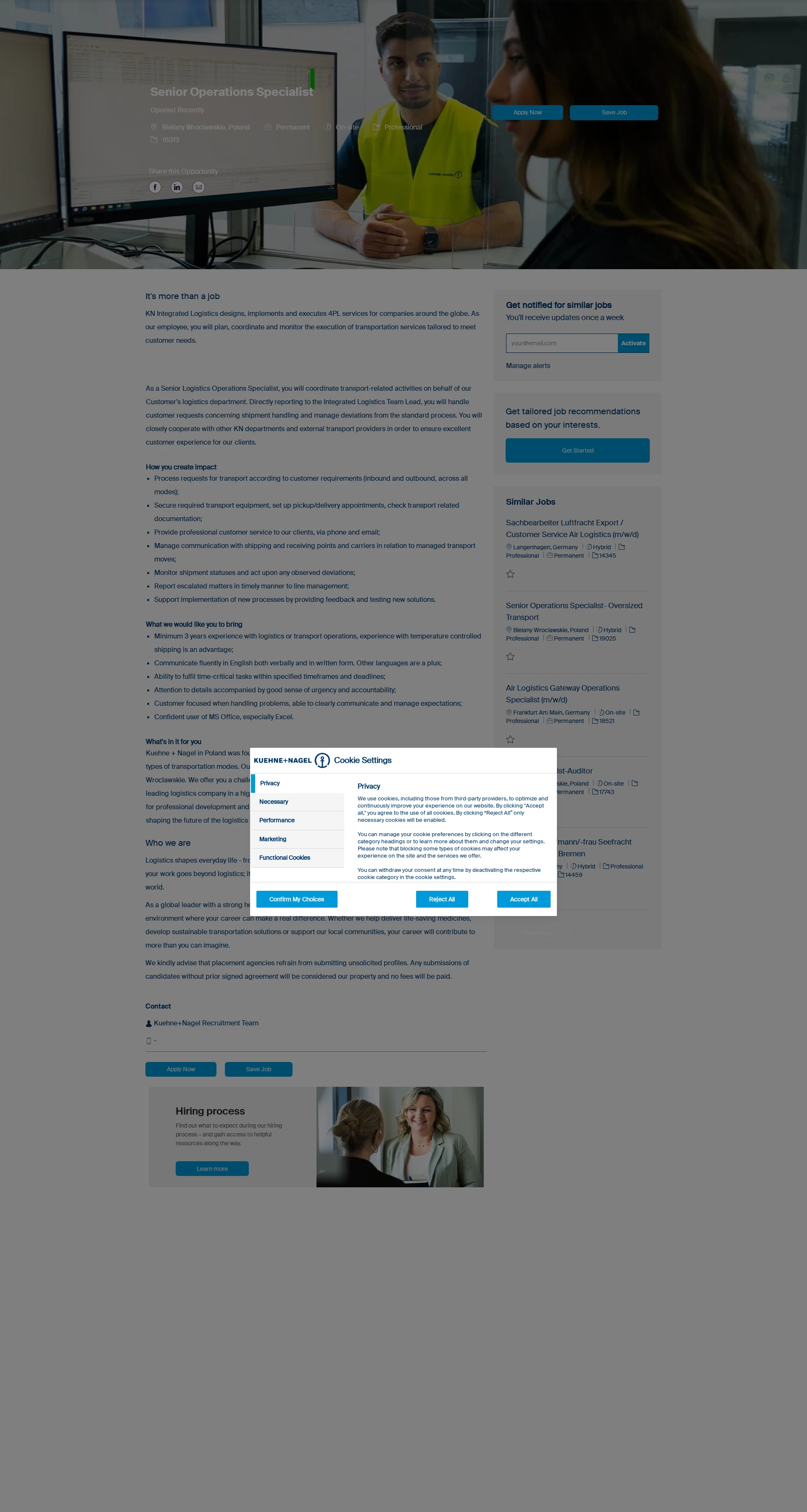 퀴네앤드나겔 Senior Operations Specialist 채용공고