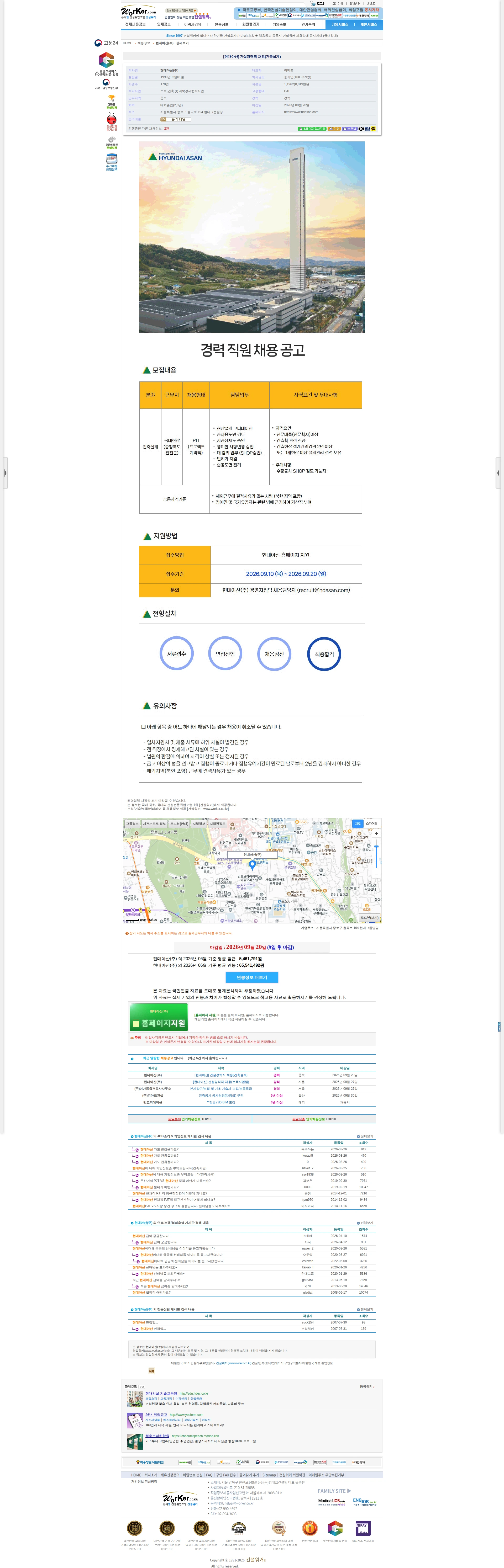 현대아산 [현대아산] 건설경력직 채용(건축설계) 채용공고