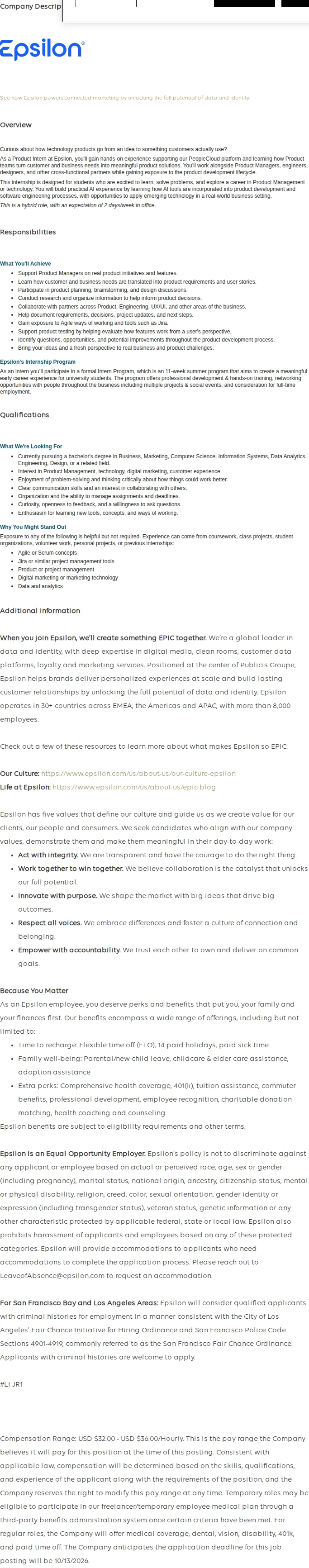 Publicis Groupe Product Intern 채용공고