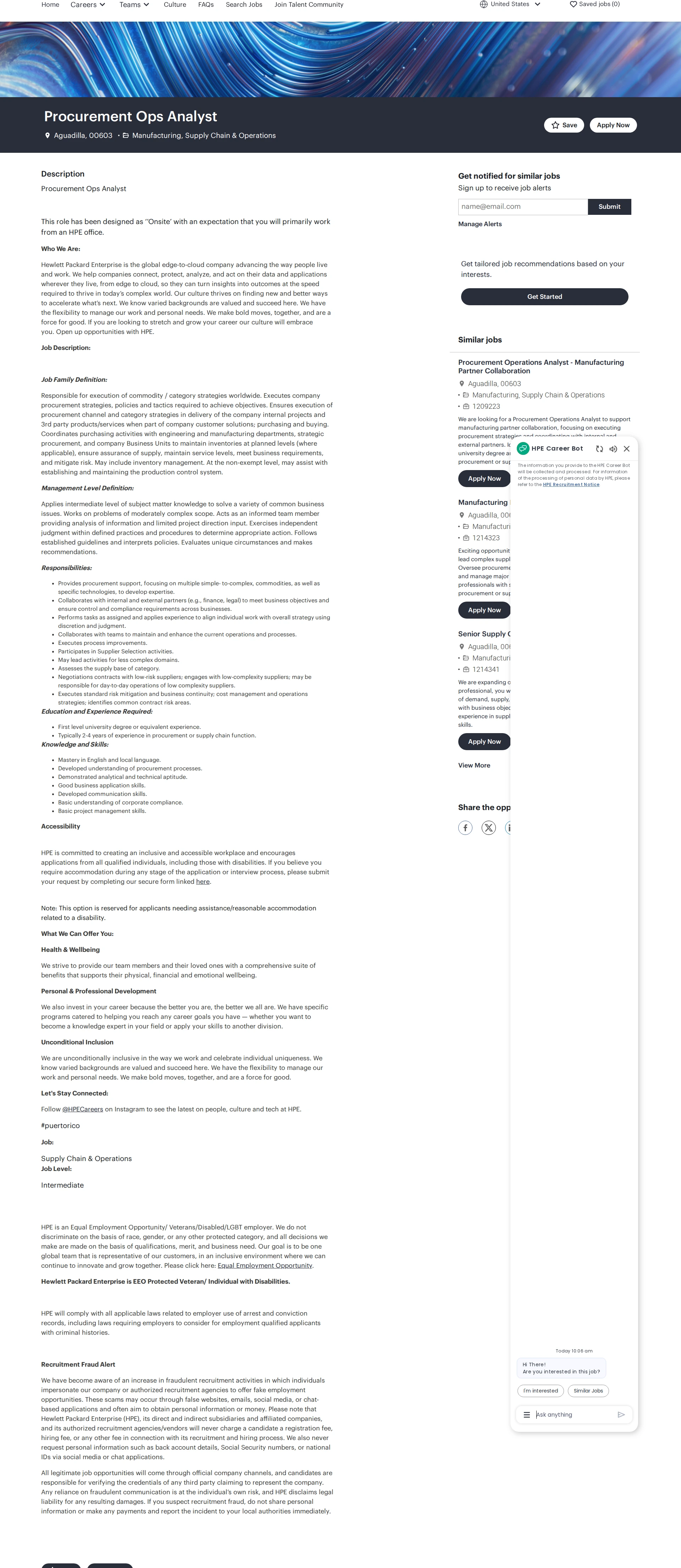 HP Procurement Ops Analyst 채용공고