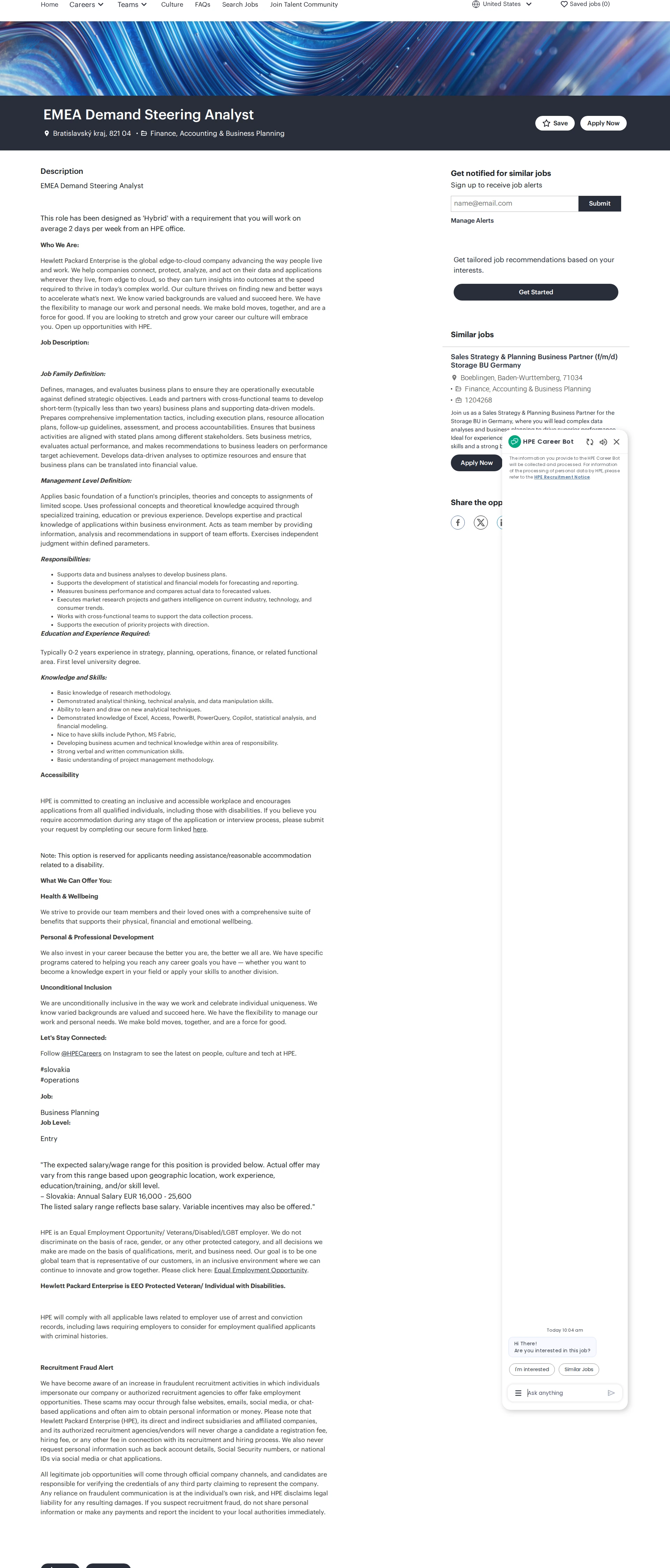 HP EMEA Demand Steering Analyst 채용공고