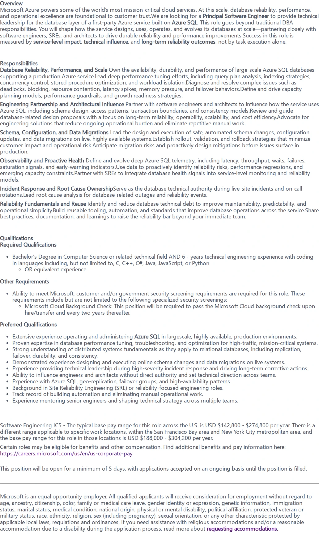 마이크로소프트(Microsoft) Principal Software Engineer - CoreAI 채용공고