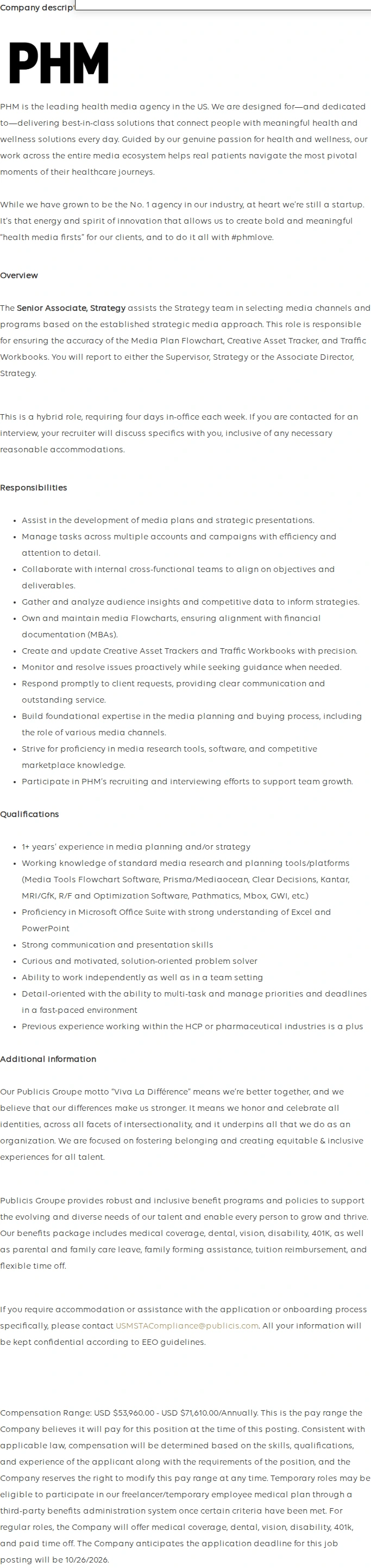 Publicis Groupe Senior Associate, Strategy 채용공고