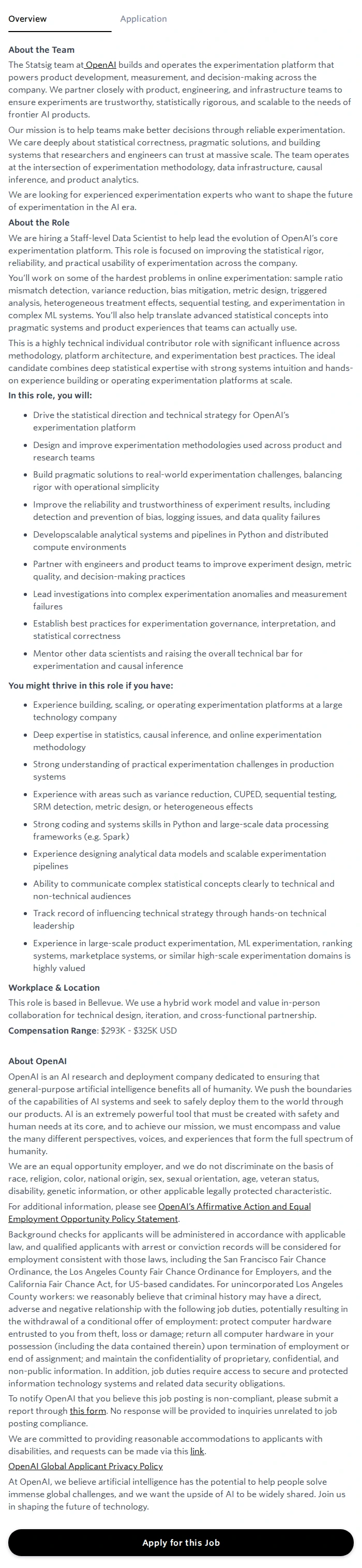 오픈에이아이(OpenAI) Data Scientist, Core Experimentation 채용공고