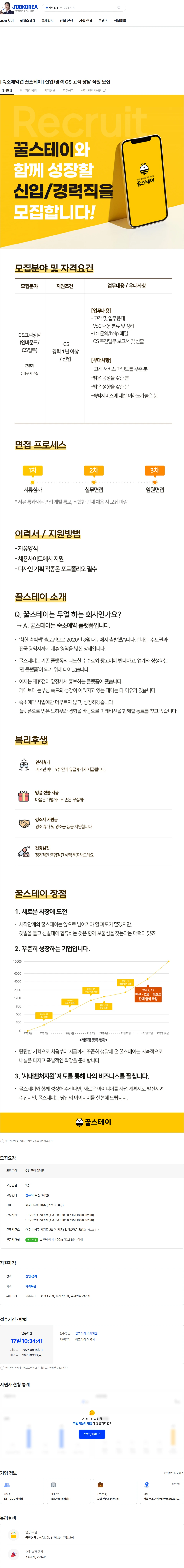 파인스테이 [숙소예약앱 꿀스테이] 신입/경력 CS 고객 상담 직원 모집 채용공고