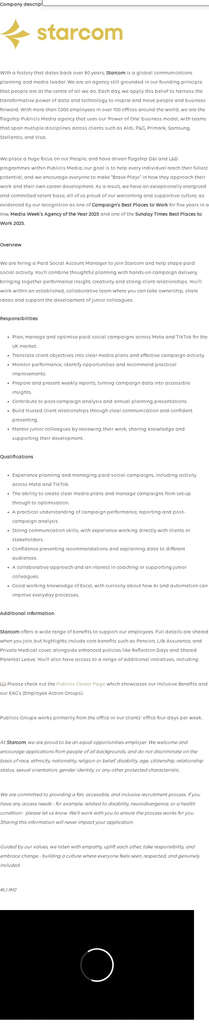 Publicis Groupe Paid Social Account Manager 채용공고