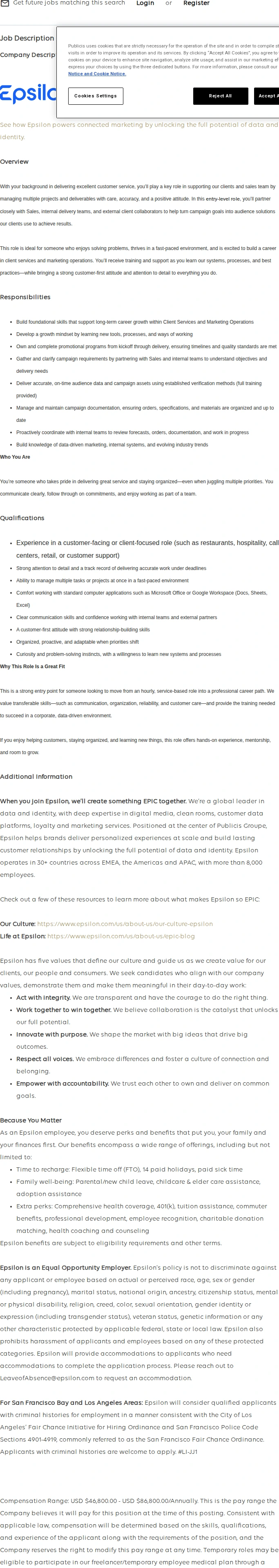 Publicis Groupe Client Services Analyst 채용공고