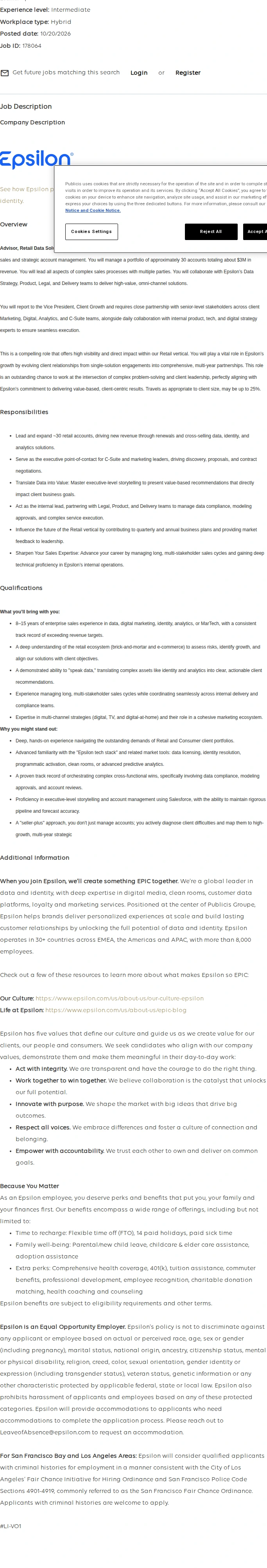 Publicis Groupe Advisor, Retail Data Solutions 채용공고