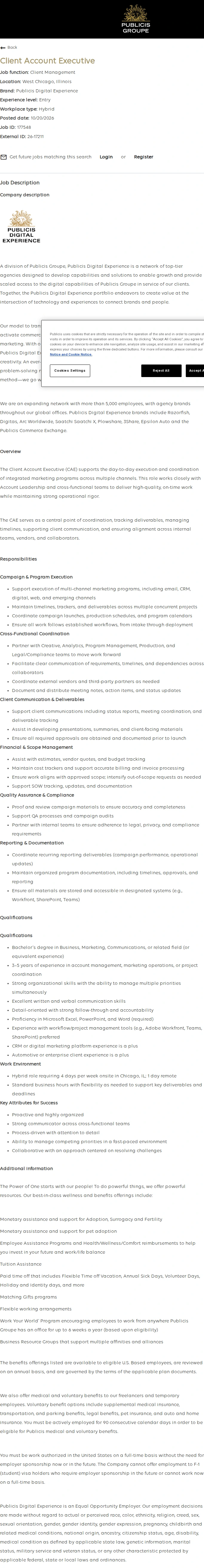 Publicis Groupe Client Account Executive 채용공고