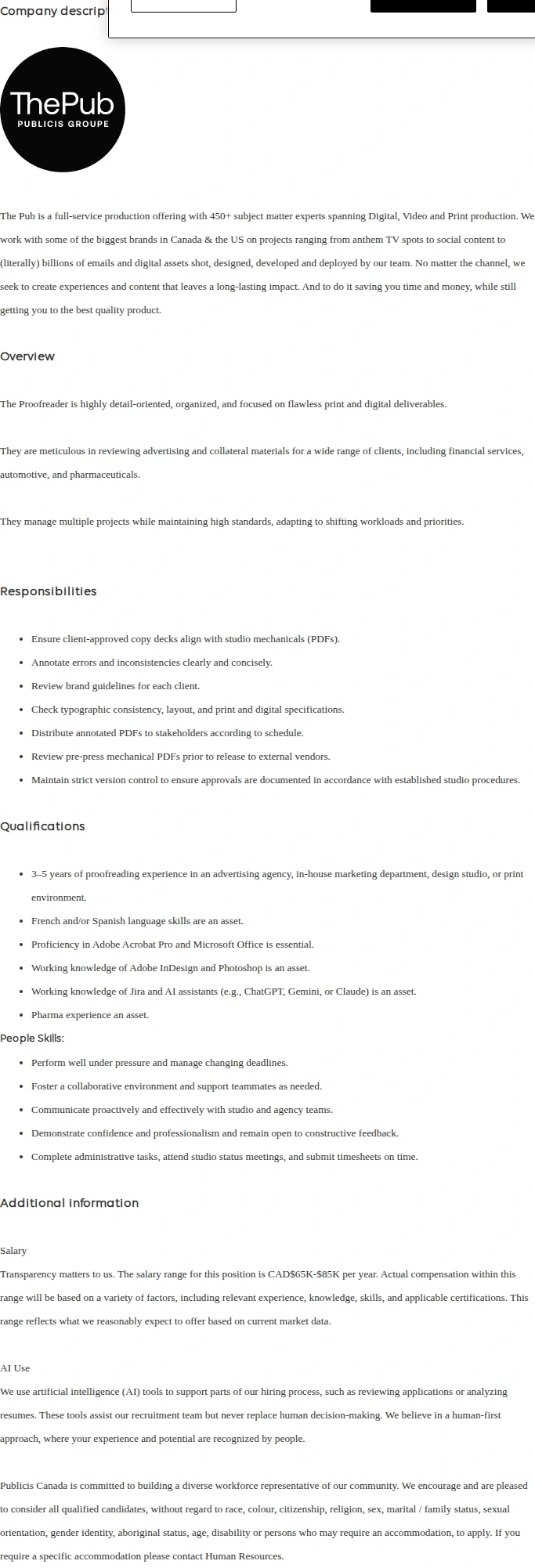 Publicis Groupe Proofreader 채용공고