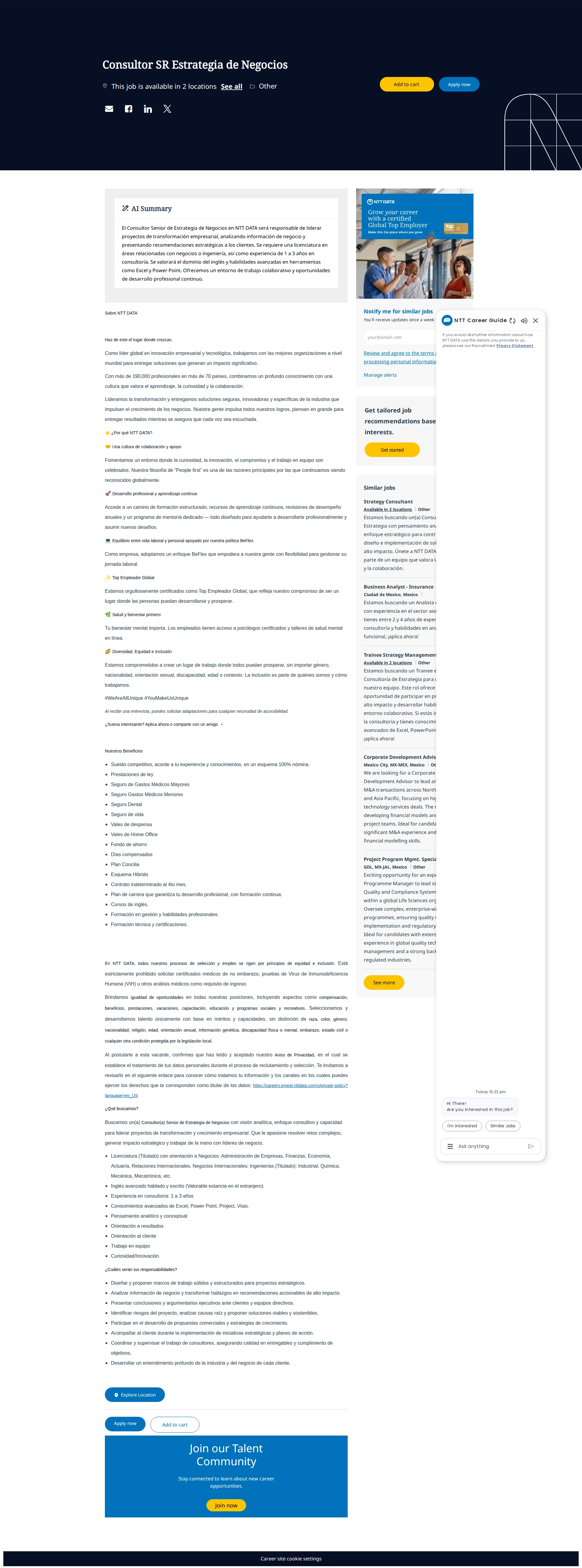 NTT데이터 Consultor SR Estrategia de Negocios 채용공고