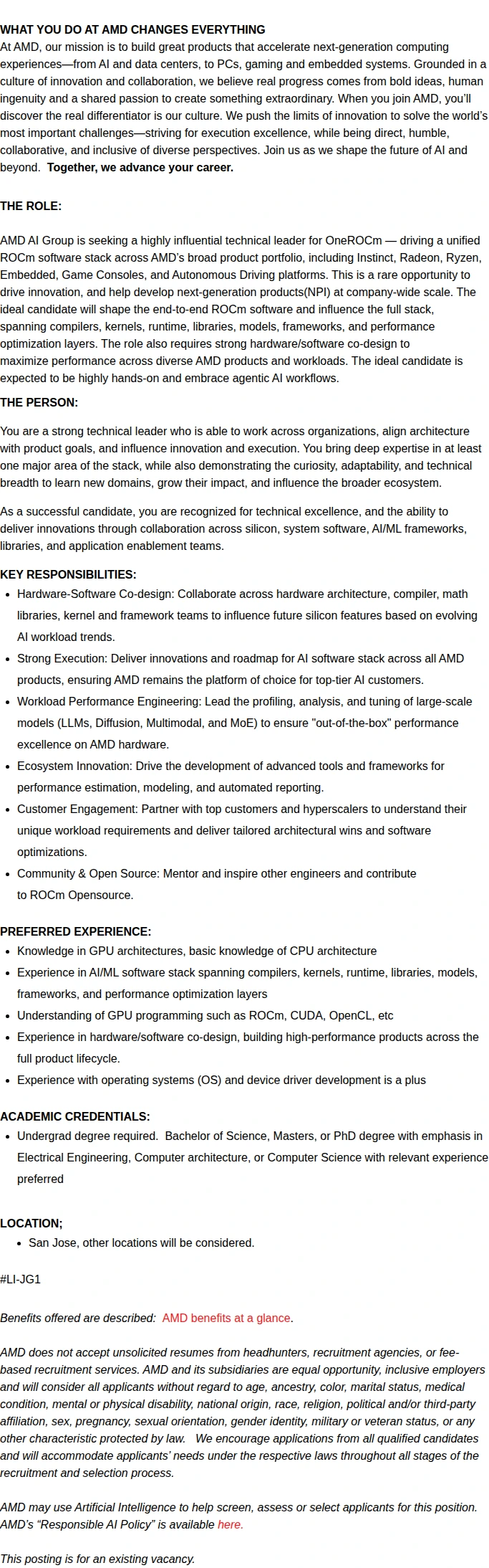 AMD Principal AI Software Engineer 채용공고