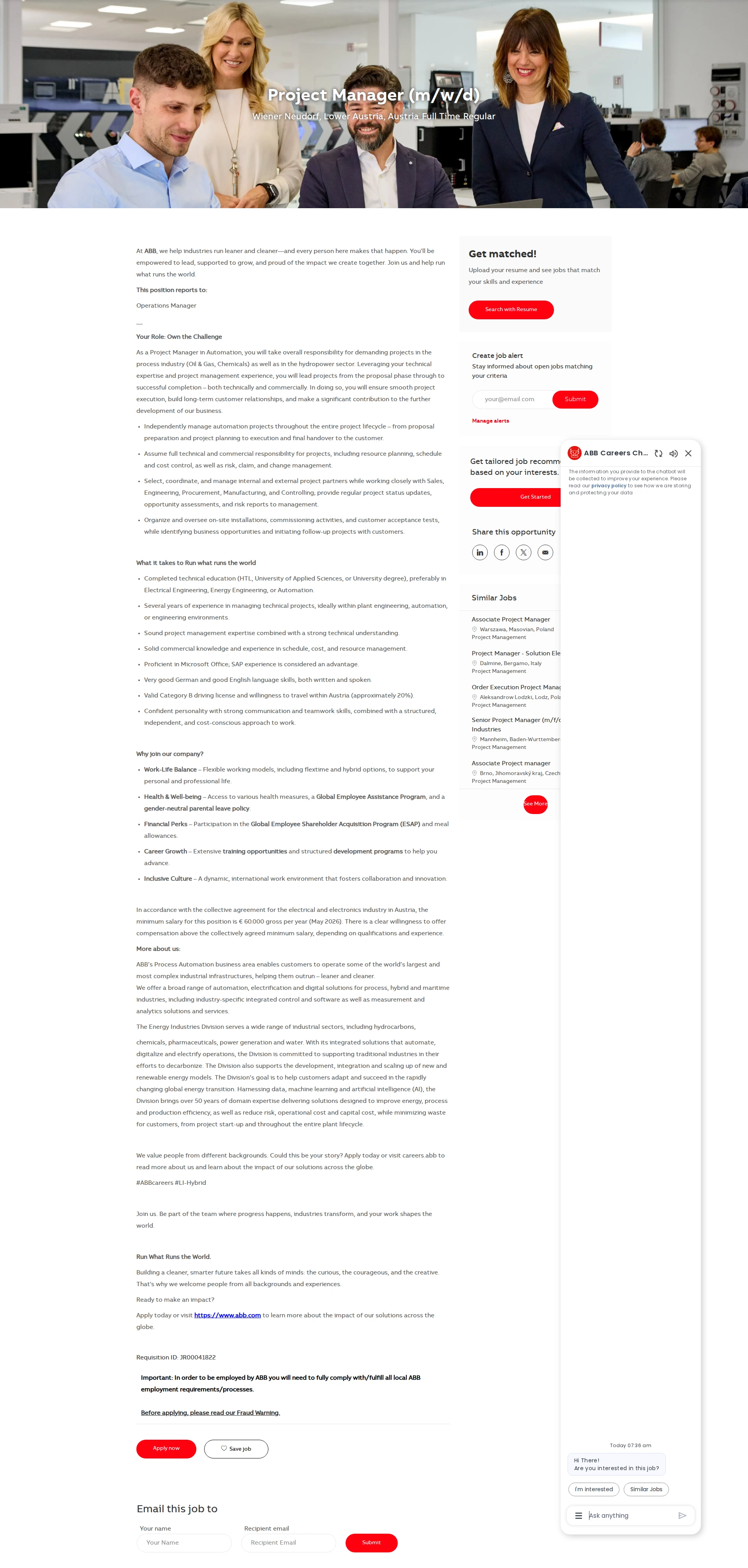 ABB코리아 Project Manager (m/w/d) 채용공고