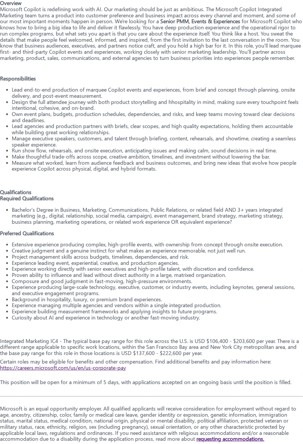 마이크로소프트(Microsoft) Senior PMM, Events & Experiences 채용공고