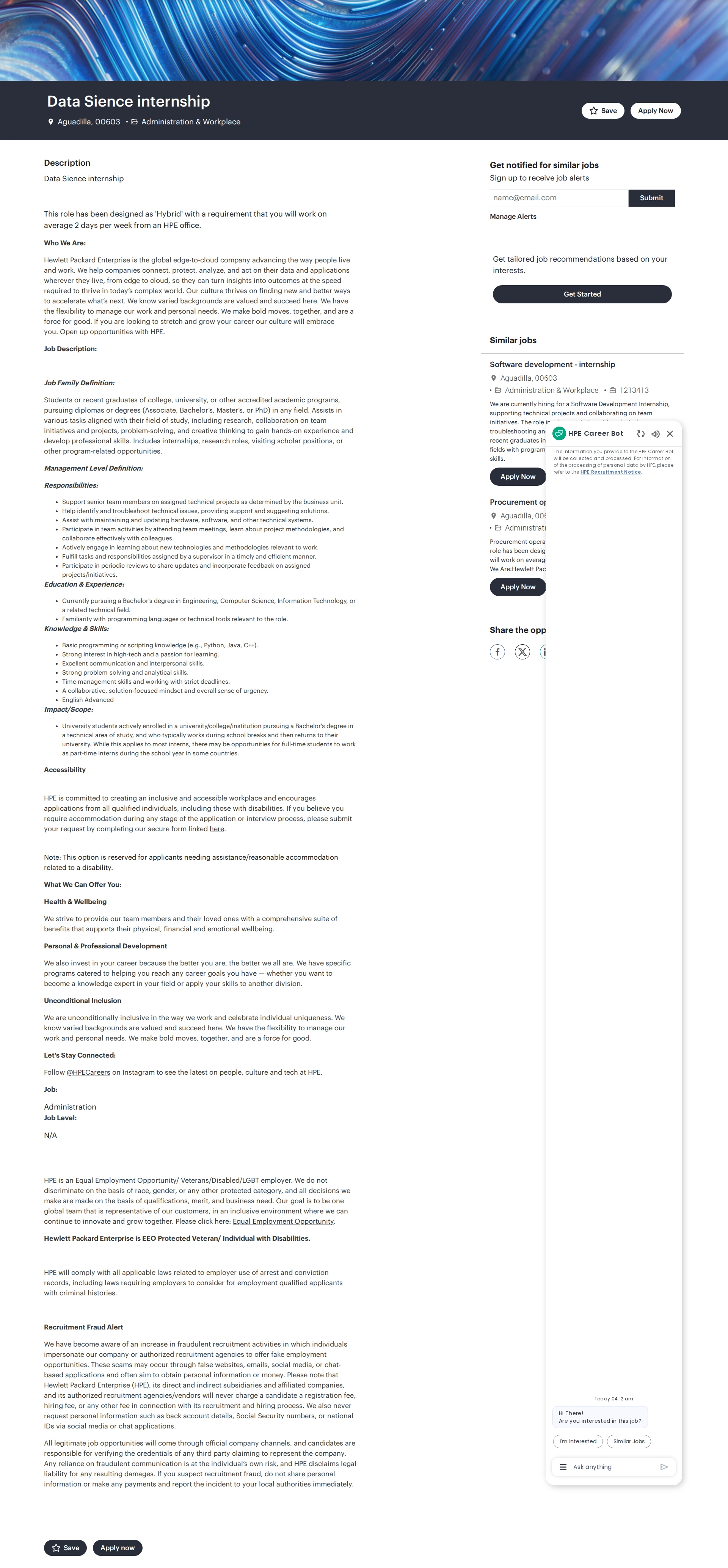 HP Data Sience internship 채용공고