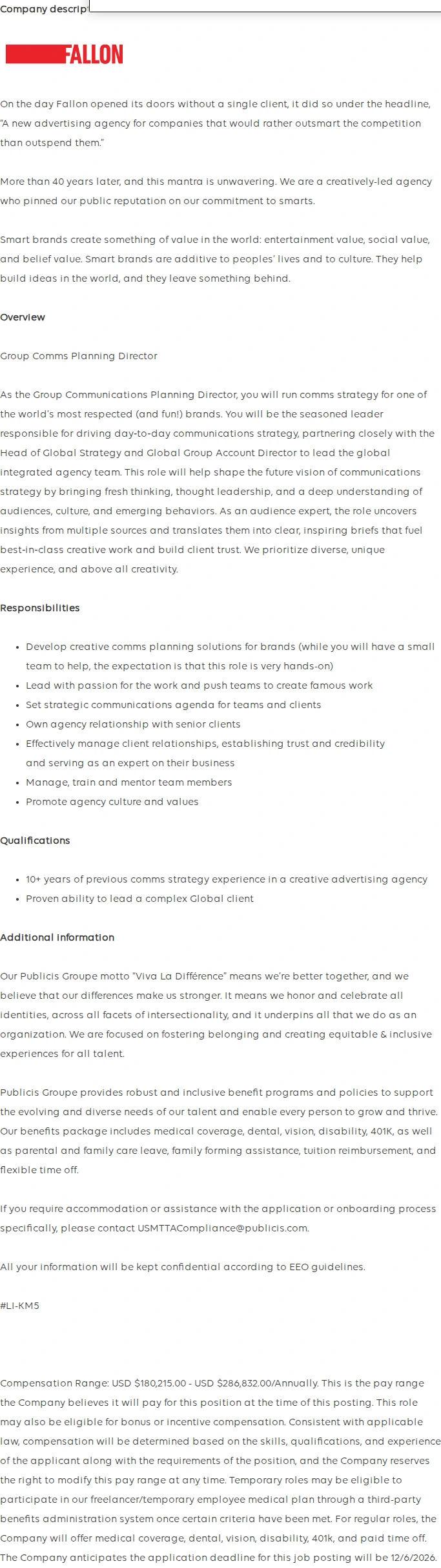 Publicis Groupe Group Communications Planning Director 채용공고