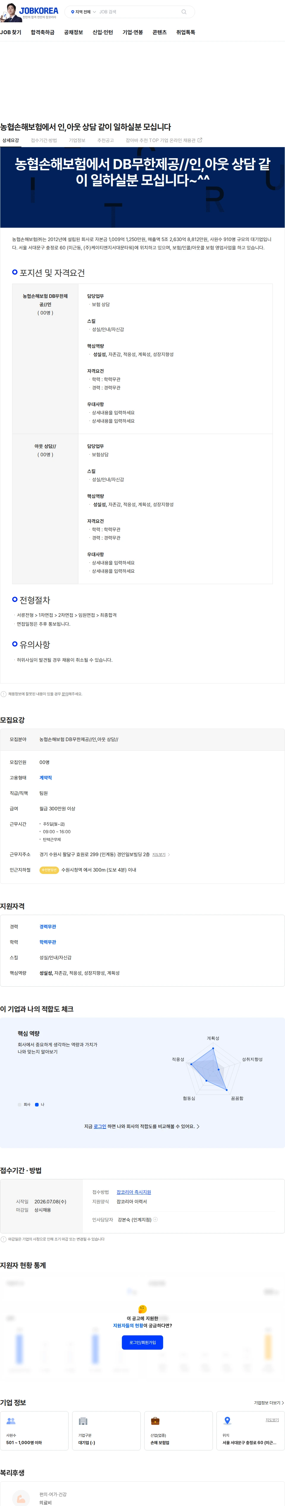 농협손해보험 농협손해보험에서 인,아웃 상담 같이 일하실분 모십니다 채용공고
