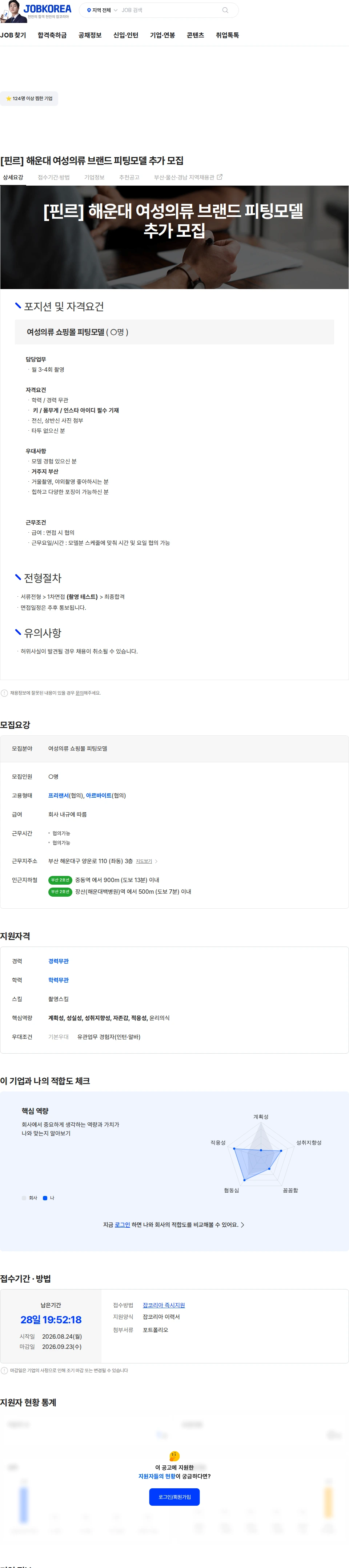 핀르 [핀르] 해운대 여성의류 브랜드 피팅모델 추가 모집 채용공고