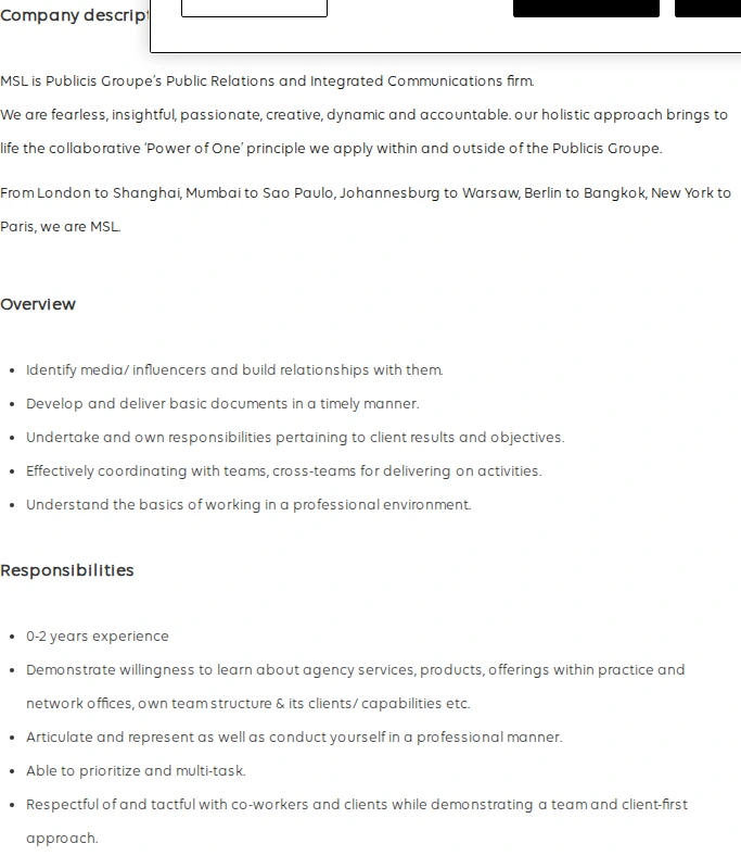 Publicis Groupe Management Associate 채용공고