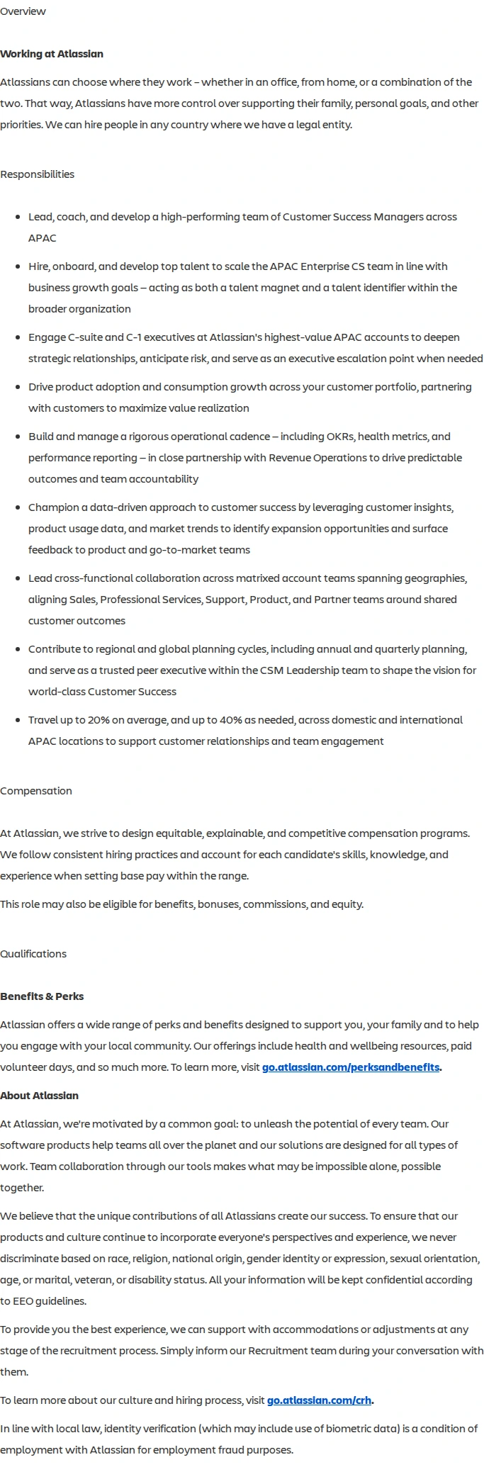 아틀라시안 Head of Strategic & Enterprise APAC Customer Success Management 채용공고