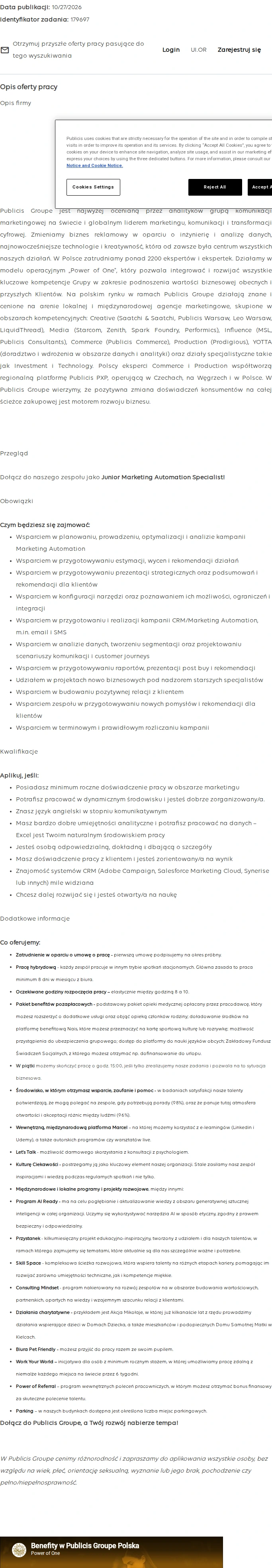 Publicis Groupe Junior Marketing Automation Specialist 채용공고
