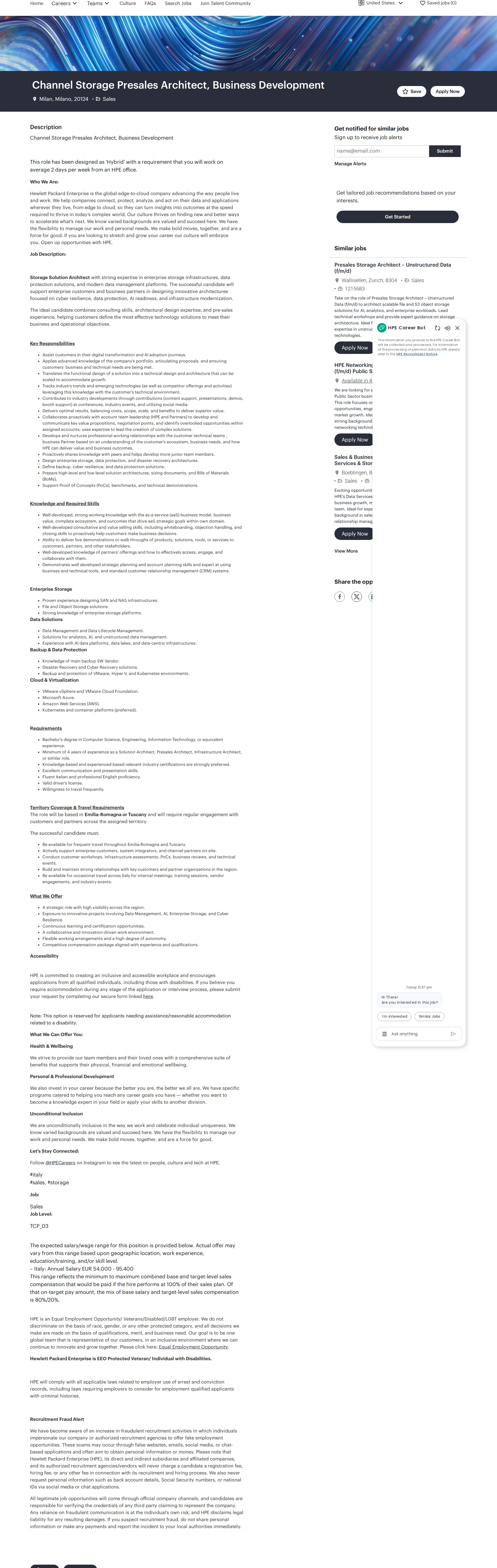 HP Channel Storage Presales Architect, Business Development 채용공고