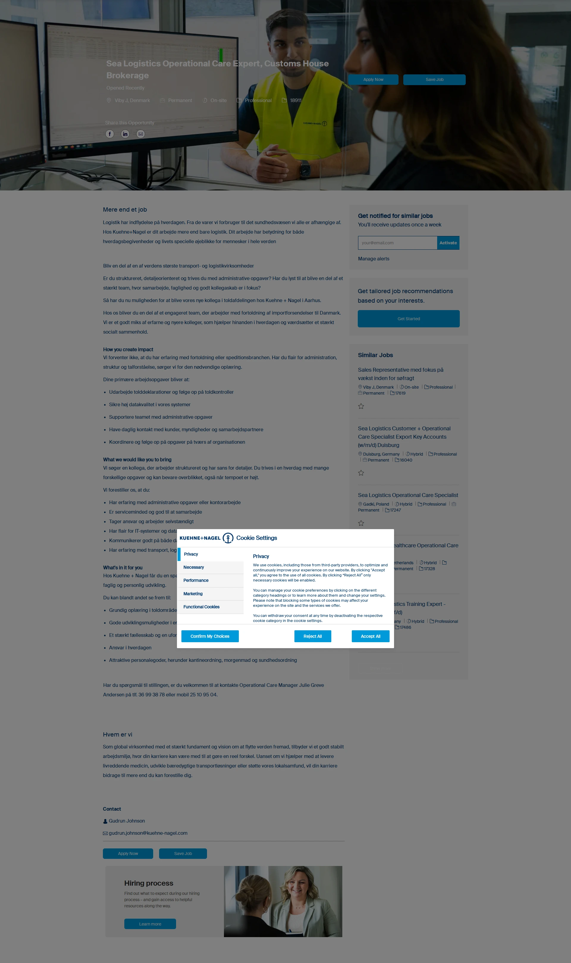 퀴네앤드나겔 Sea Logistics Operational Care Expert, Customs House Brokerage 채용공고