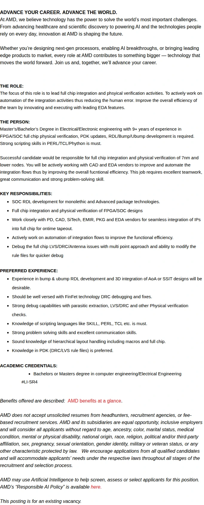 [AMD] Full chip Physical verification Engineer 채용 | 엔지니어링_연구_RND