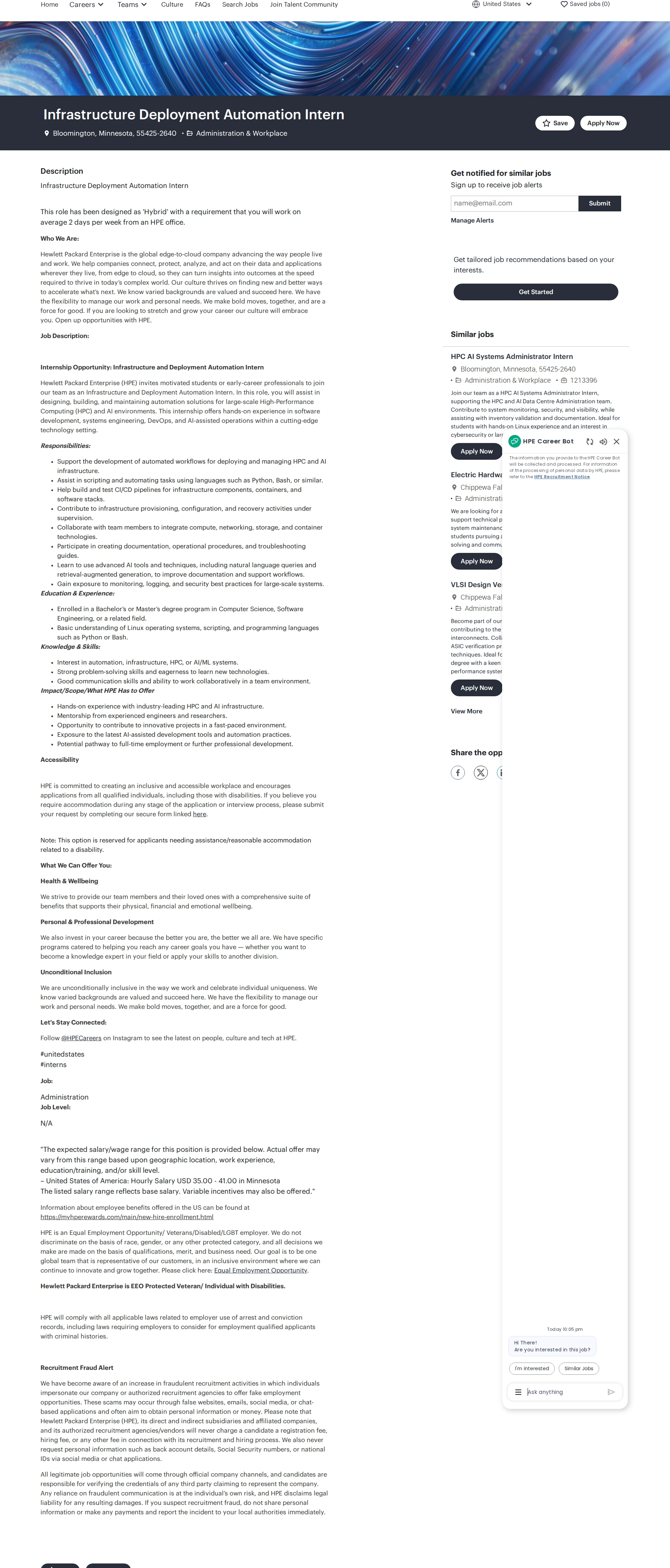 HP Infrastructure Deployment Automation Intern 채용공고