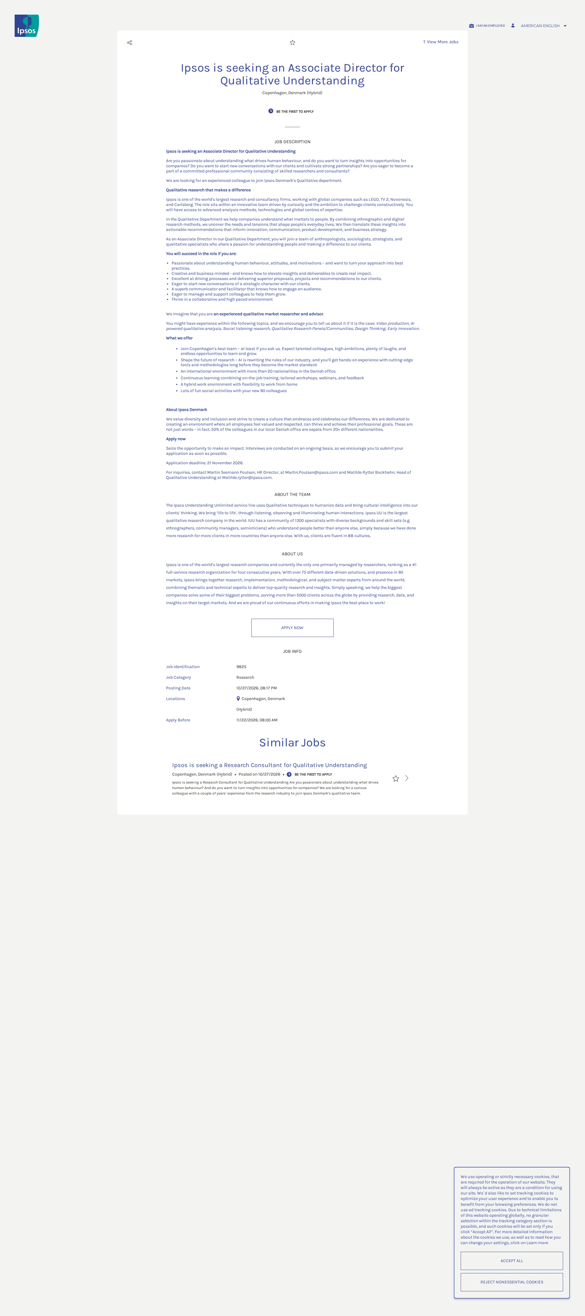 입소스코리아 Ipsos is seeking an Associate Director for Qualitative Understanding 채용공고