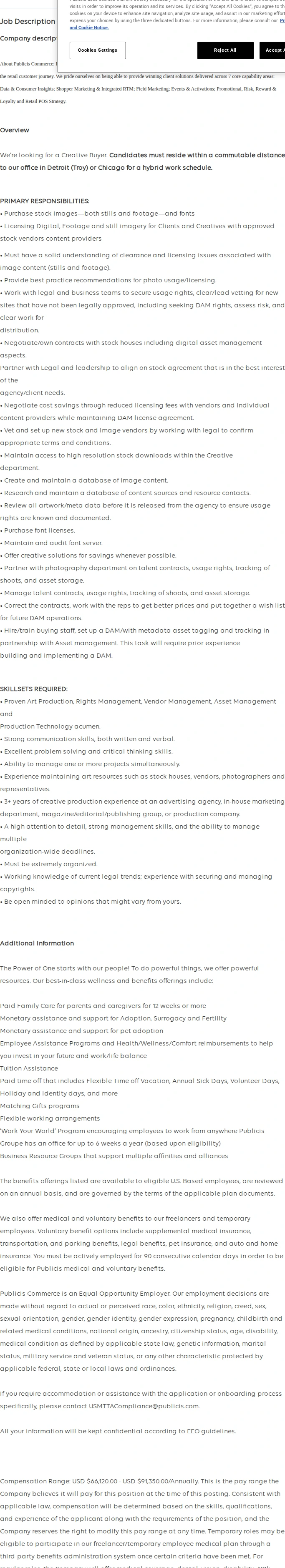 Publicis Groupe Creative Buyer 채용공고