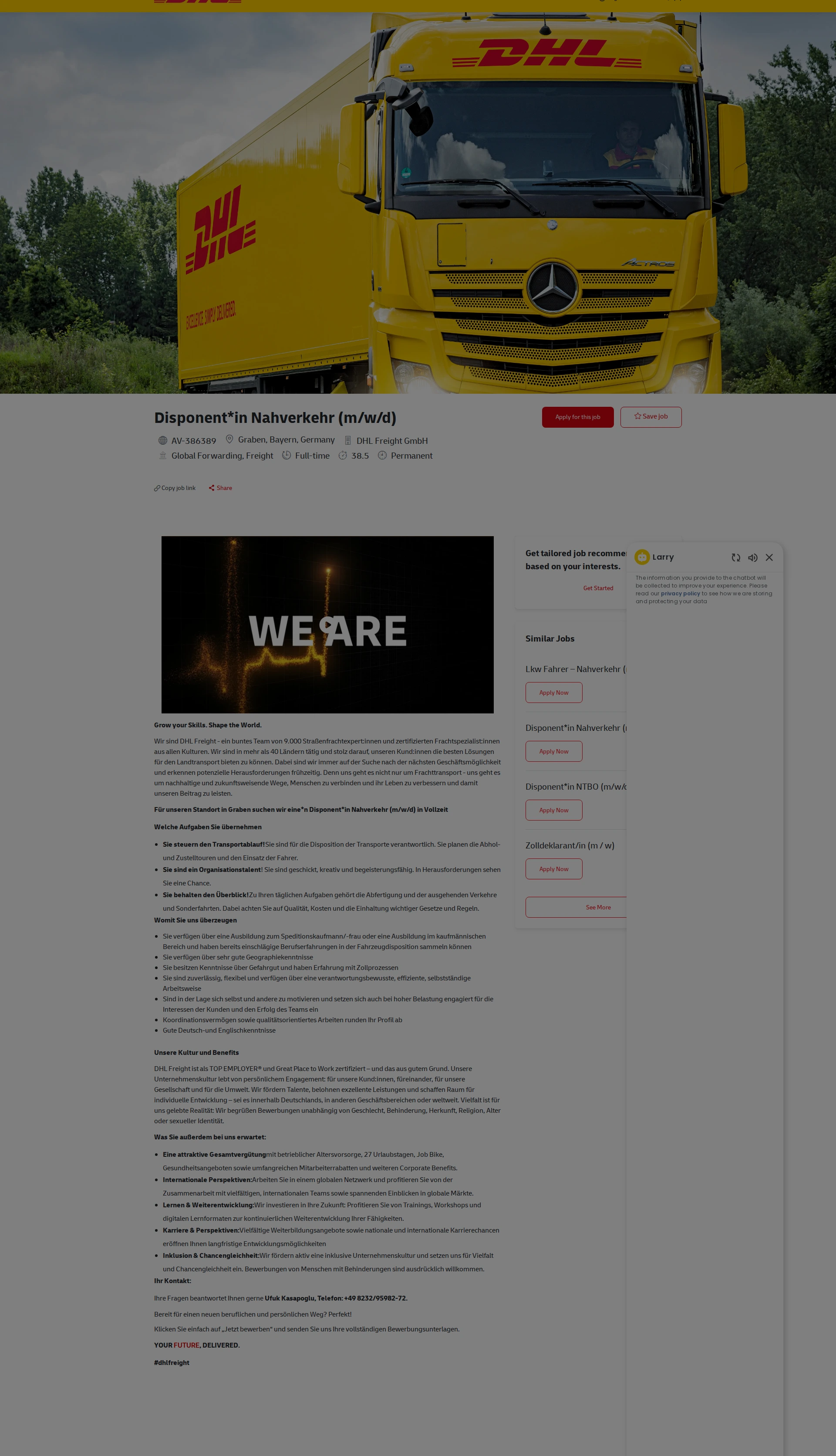 DHL Disponent*in Nahverkehr (m/w/d) 채용공고