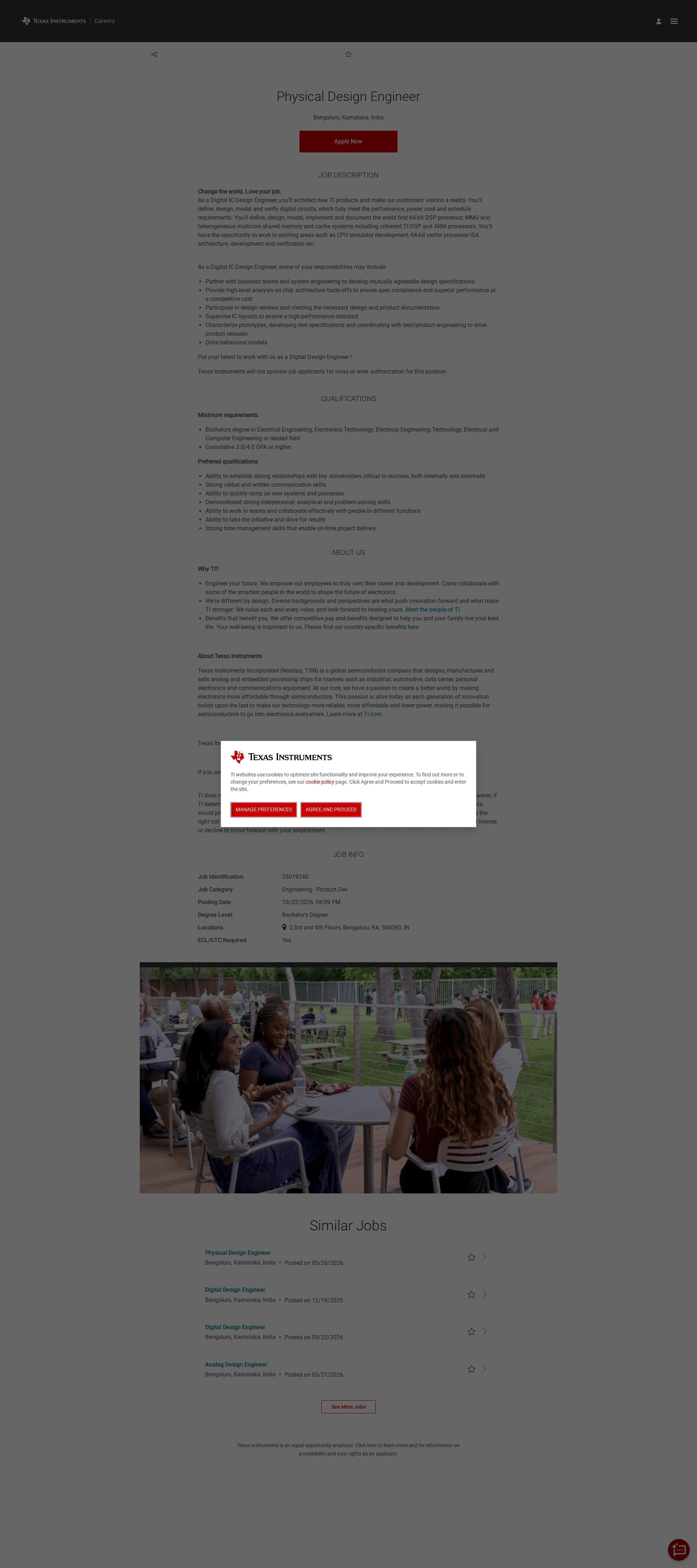 텍사스인스트루먼트코리아 Physical Design Engineer 채용공고