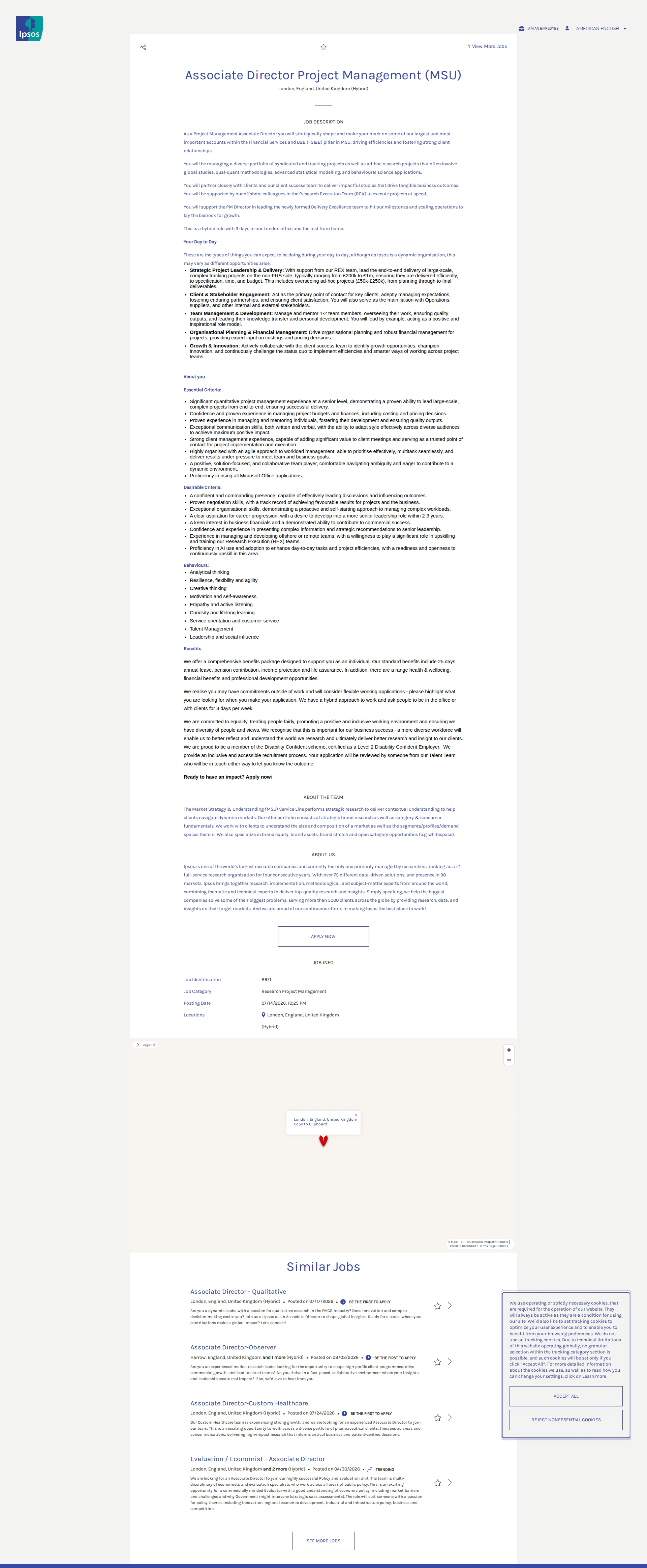 입소스코리아 Associate Director Project Management (MSU) 채용공고