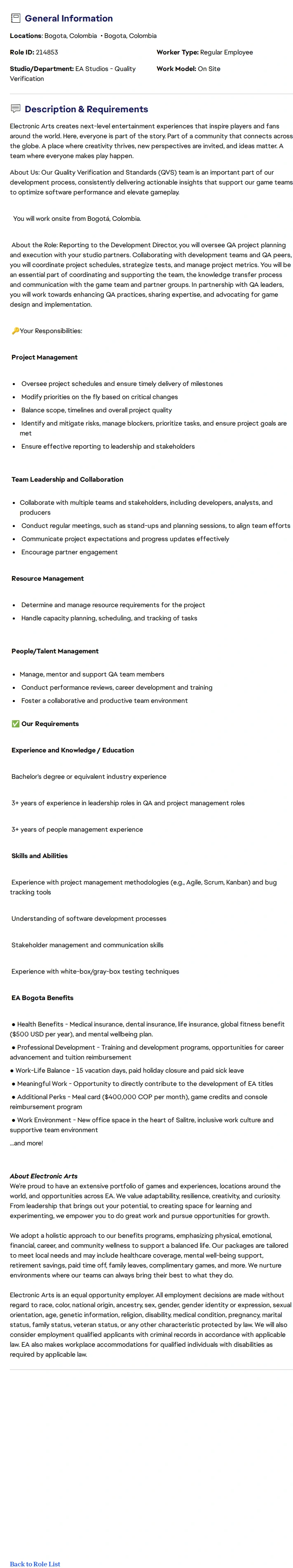 ElectronicArts Development Manager - Future Opportunity 채용공고