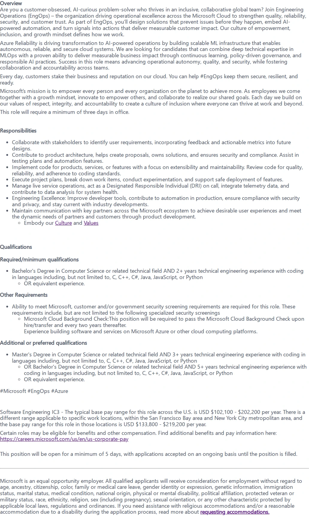 마이크로소프트(Microsoft) Software Engineer II - Full Stack 채용공고
