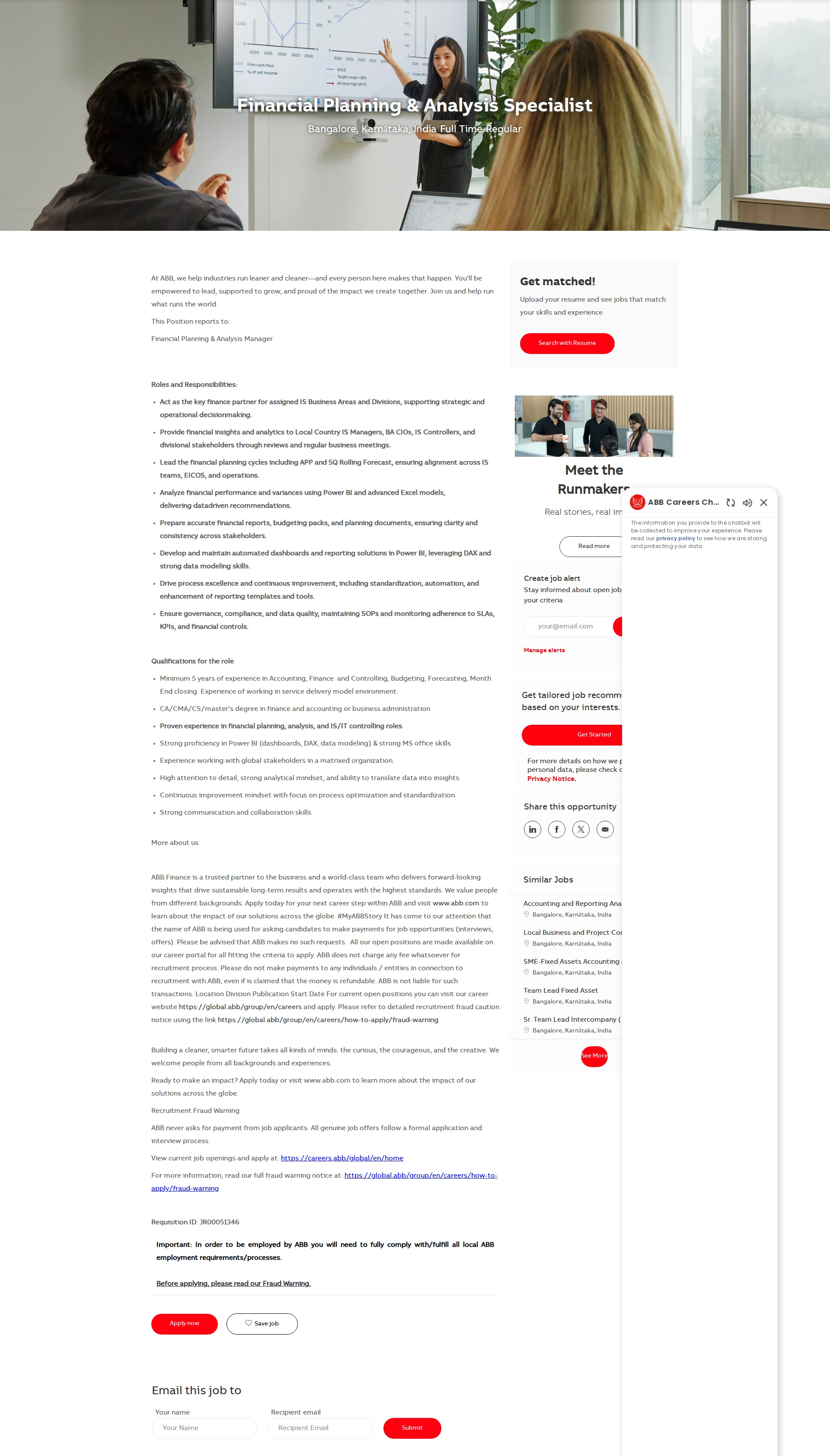 ABB코리아 Financial Planning & Analysis Specialist 채용공고