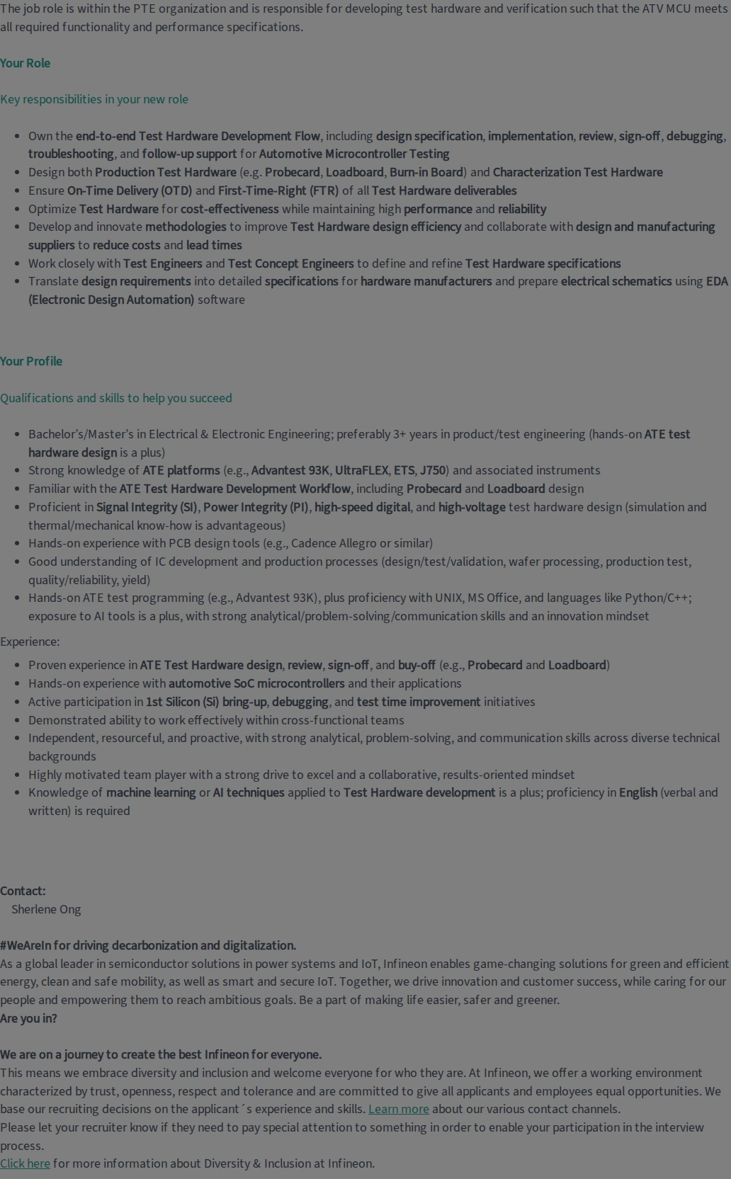 인피니언테크놀로지스코리아 Engineer / Senior Engineer - Hardware Design 채용공고